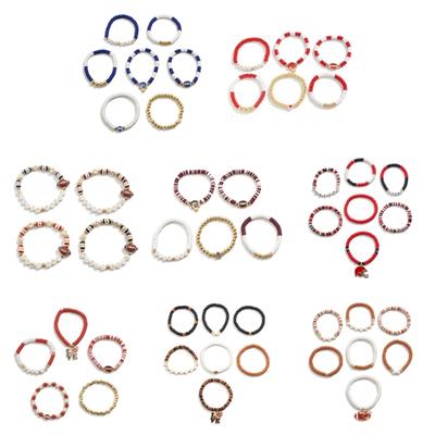 Vielseitiger Unisex Fußball Anhänger Buchstaben Perlenarmband Elastisches Band Handkette für den Alltag Street Hand Schmuck
