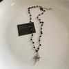 Stainless Steel Spiral Sun Cross Pendant Necklace Layered Choker Star Charm Necklace For Men Women Grunge Y2K Neck Punk Jewelry
