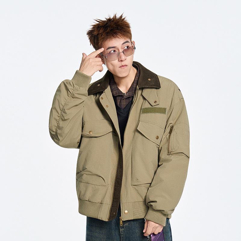 

Men s Stand Collar White Duck Down Jacket - Autumn/Winter Warm Basic Style 90YR Coat Large жовтий/гірчичний