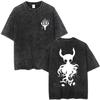Magliette Hollow Knight Stampa Vintage Lavata Magliette Regali per Fan Uomo Donna Top Moda Casual Manica Corta Oversize