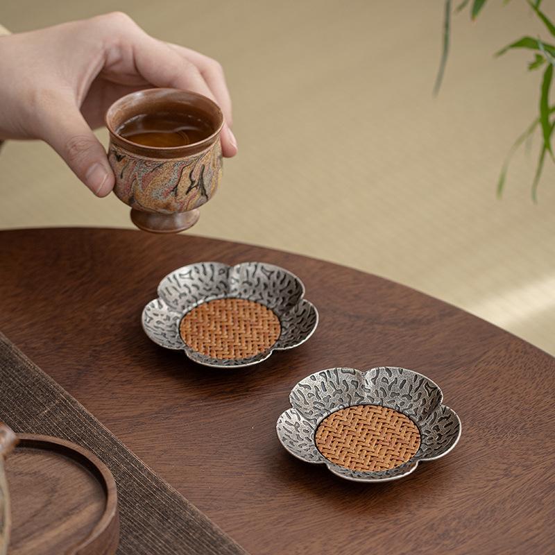 1PC Cup Mat Woven Rattan Coaster Tea Ceremony Accessories Modern Home Decor Chinese Style Gongfu TeaSet Unique Gift