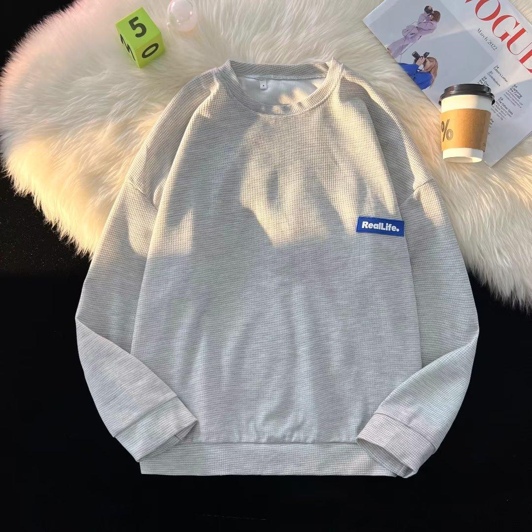 

Повседневный мужской вафельный свитер с круглым вырезом, тонкий осенний мужской трендовый пуловер для мужчин 5XL серый