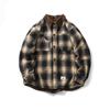 Giacca Camicia a Maniche Lunghe Plaid in Flanella di Agnello Unisex Autunno-Inverno - Fresca Vestibilità Larga Giapponese