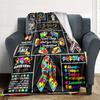 Autism Awareness Quotes Gift Blanket Ultra-Soft for Sofa Couch Office Bed Picnics Four Seasons Universal Digital Print Ideal Picnic Accessory Y47