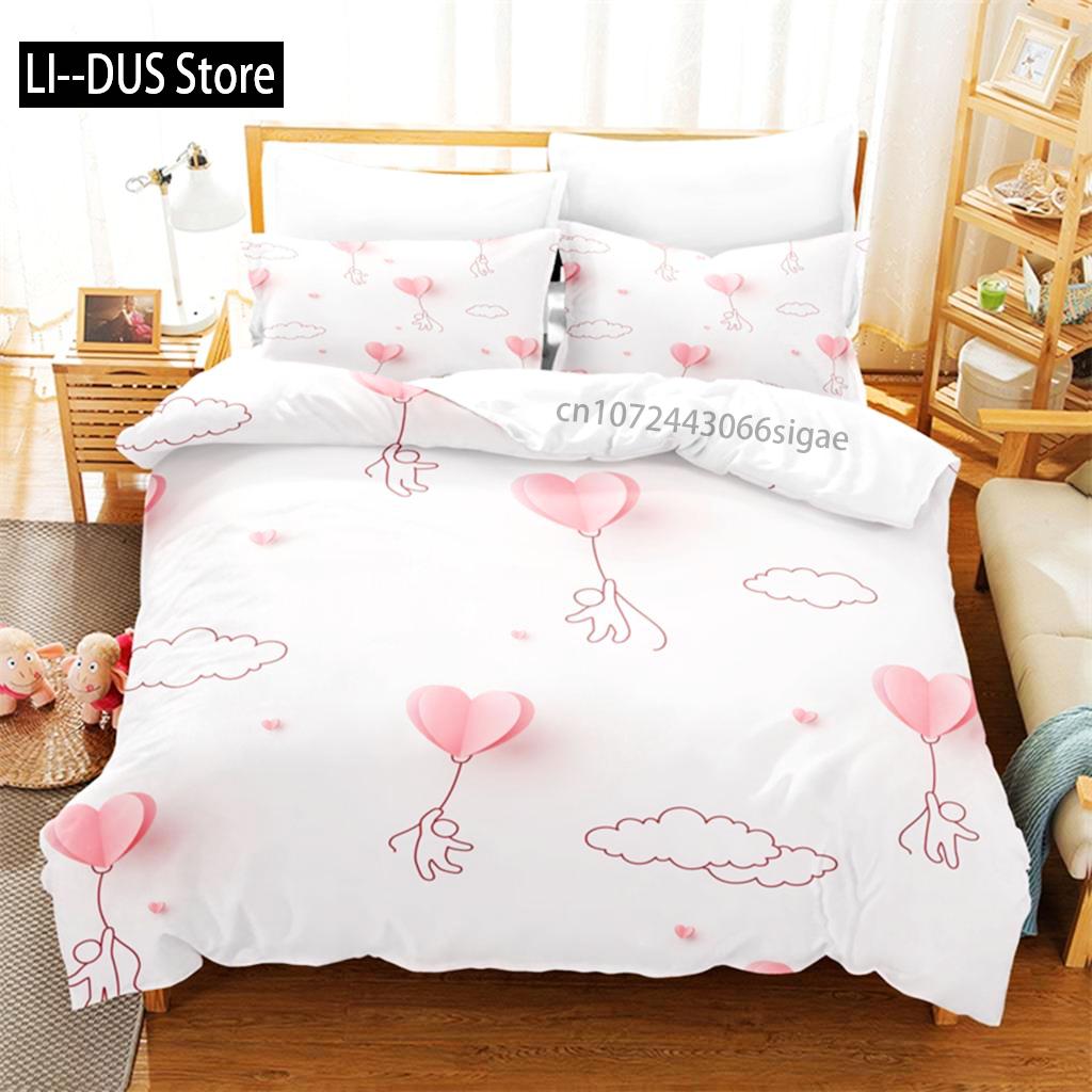 Love Pattern Bedding Set Duvet Cover Set 3d Bedding Digital Printing Queen Size Bedding Set Fashion Design
