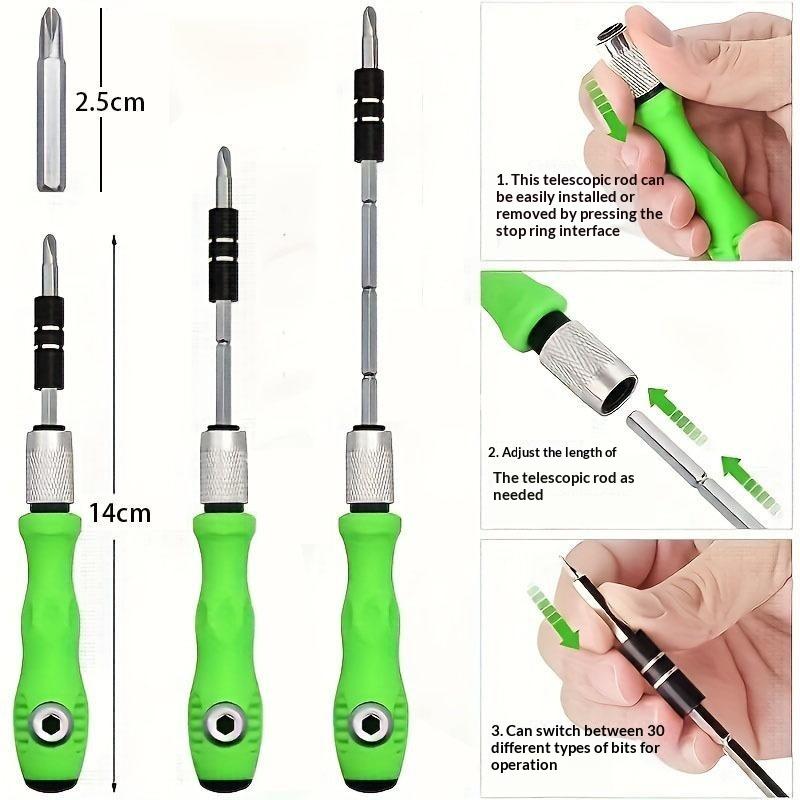 24/32 In 1 Precision Screwdriver Kit Magnetic Non Slip Green Handle for Home Office Daily Small Repair Needs