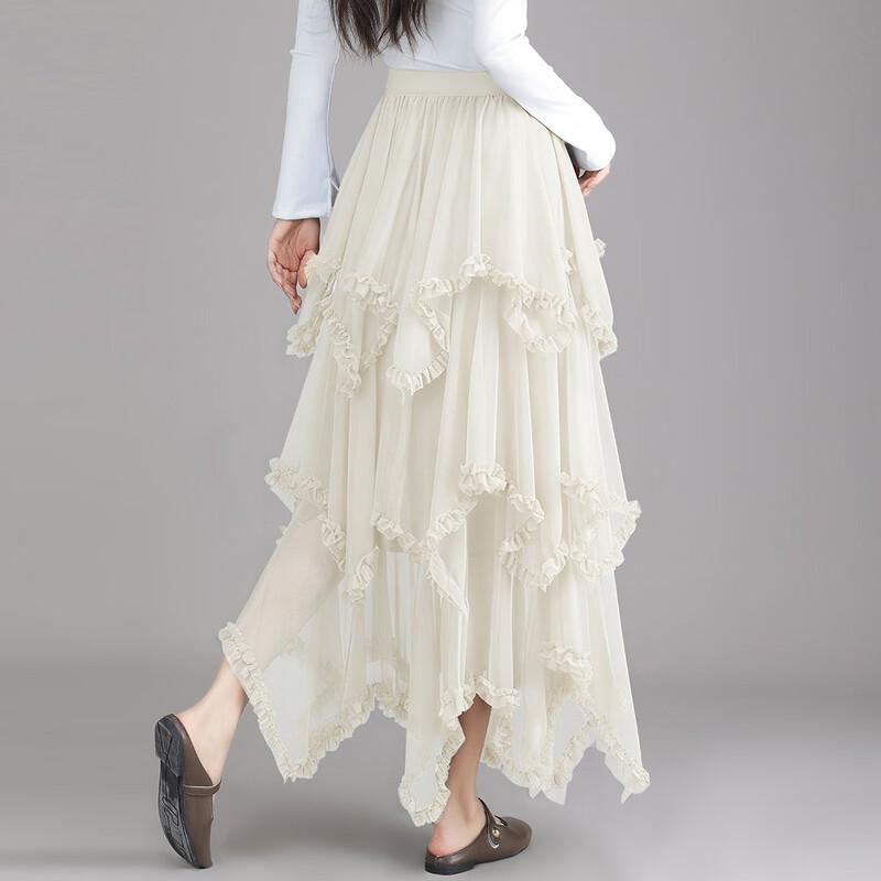 Irregular Mesh A-line Midi Skirt