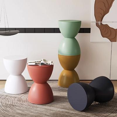 Hourglass Round Stool, Shoe Changing Stool - Colorful Geometric Aesthetics Design, Suitable for Modern Style Home Decor