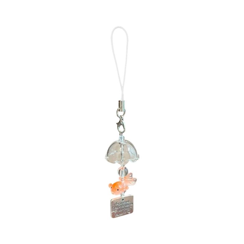 Fish Wind Bell Phone Strap Handmade Beaded Phone Charm Unique Fish Pendant Present for Stylish Women and Art Lovers