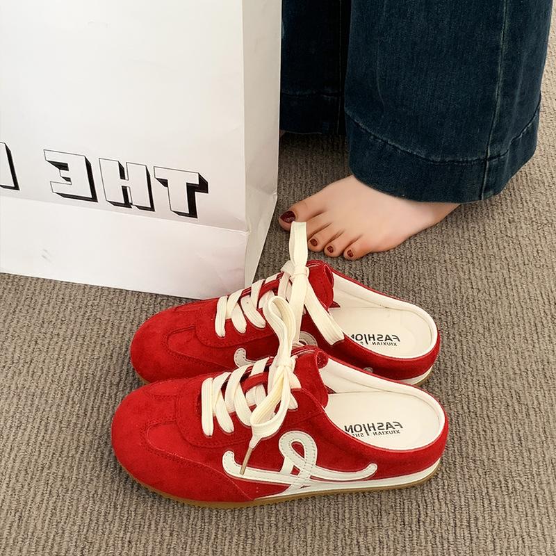 

Баотоу полутапочки женские новые летние супер огонь без задника на плоской подошве немецкие тренировочные туфли 40 красный