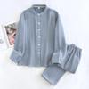 Spring Couple's Pajama Set: Thick Pure Cotton Plaid, Women's & Men's Long-Sleeve, Loose Fit