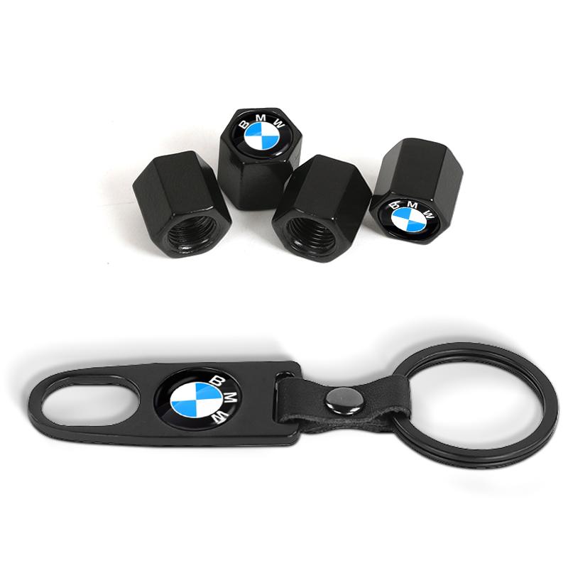 Fashion Car Tire Valve Caps with Car Badge Keyring Keychain Set For BMW M Performance 1 3 5 7 Series M3 M4 M5 M6 X1 X3 X5 X6 X7 E30 E34 E36 E39 E4
