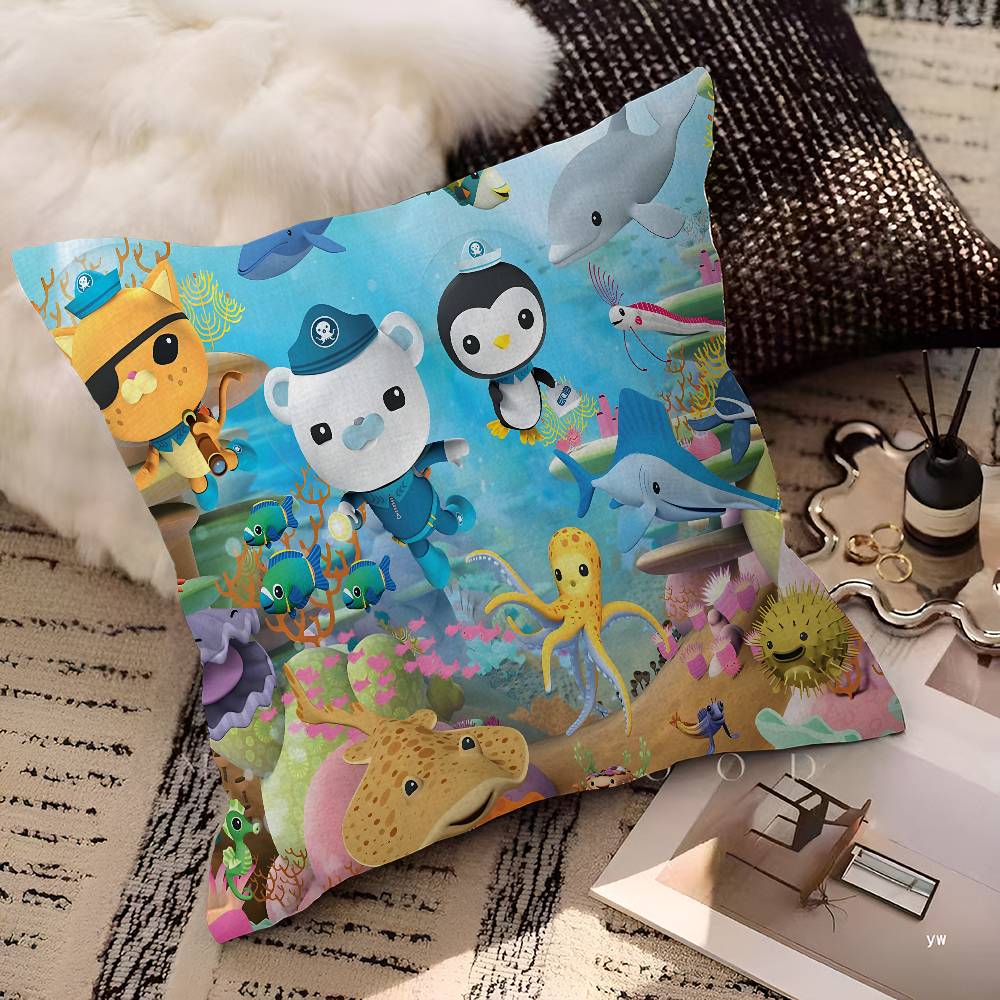 Cuscino Stampato Cartone Animato O-Octonauts Cuscino Anime Copricuscino per Divano Letto Testiera Copricuscino 45x45 Cm Moda