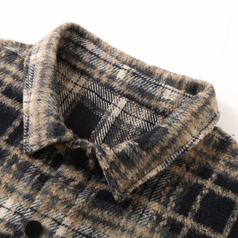Men's Plus Size Plaid Flannel Shirt Lapel Collar Oversized Shacket 4XL‑10XL