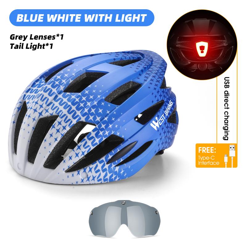 WEST BIKING CE Certified Bicycle Helmet Magnetic Goggle Adjustable MTB Road Bike Helmet Unisex Multicolor Cycling Helmet 56-61cm 56-61cm