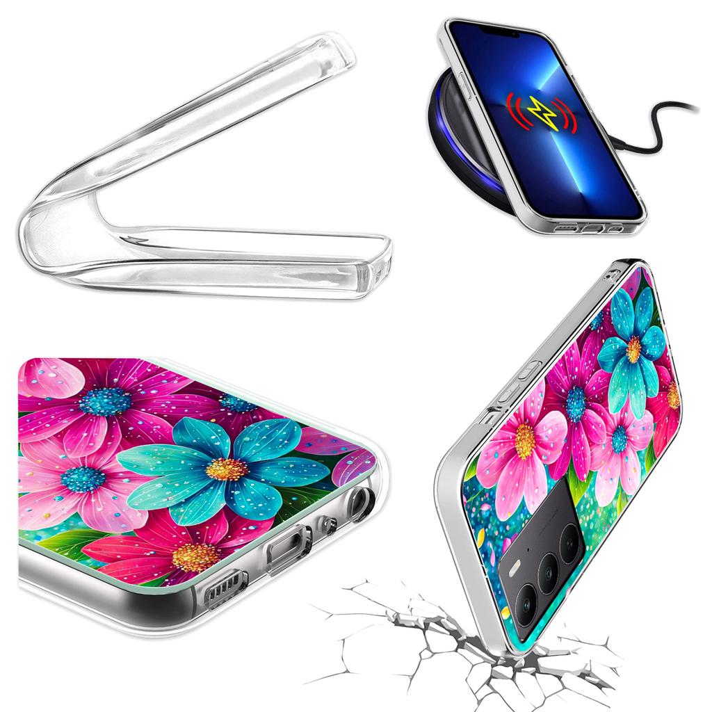 Etui Do Realme C75 / 14X 5G Obudowa Foto Case Plecki Kwiaty + Szkło 9H