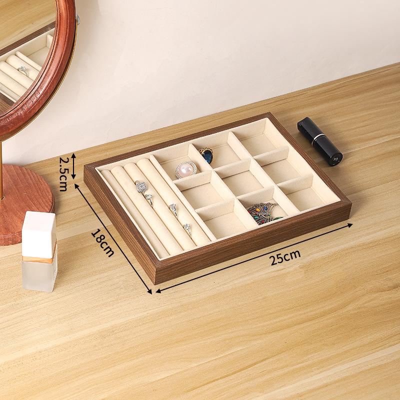 

Solid Wood Jewelry Display Panel Flannel Ring Earring Necklace Storage Table Shopping Mall Displays Capacity Jewelry Plates