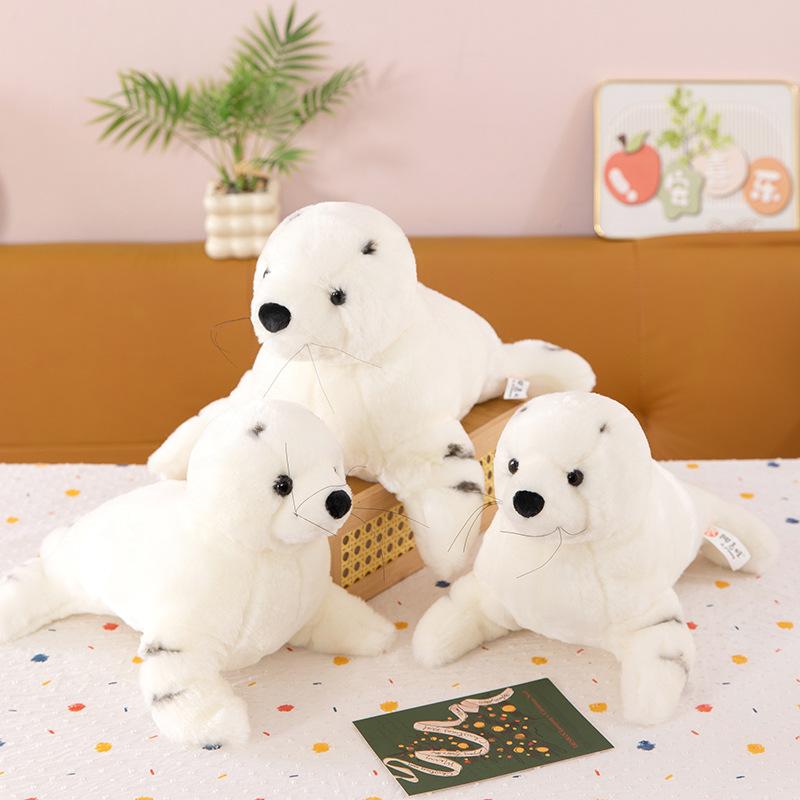 Cute Simulated Sea Lion Doll Plush Toy White Sea Lion Doll Children's Companionship and Comfort