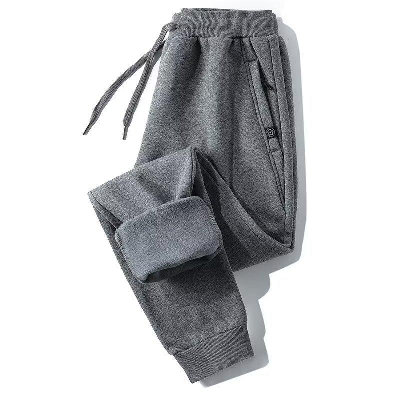 Men's Korean-Style Sweatpants Casual Long Pants for Spring Autumn and Winter Fleece-Lined Thickened Warmth Cuffed Sports Pants