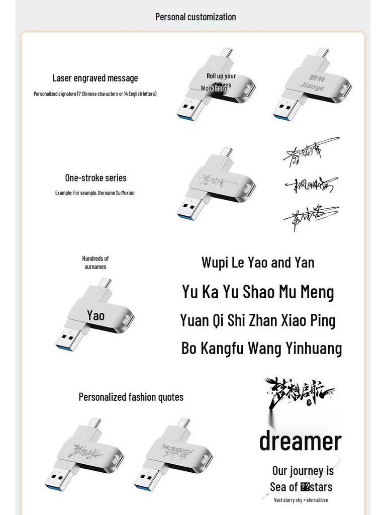 256GB Hochgeschwindigkeits-Dreh-USB-Stick: Dual-Use Typ-C, Metalldesign für Telefon & Computer