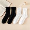 Women Socks Winter Fleece Fuzzy Socks Female Autumn Happy Funny Middle Thick Tube Warm Home Black White Floor Soft Sleep Sock