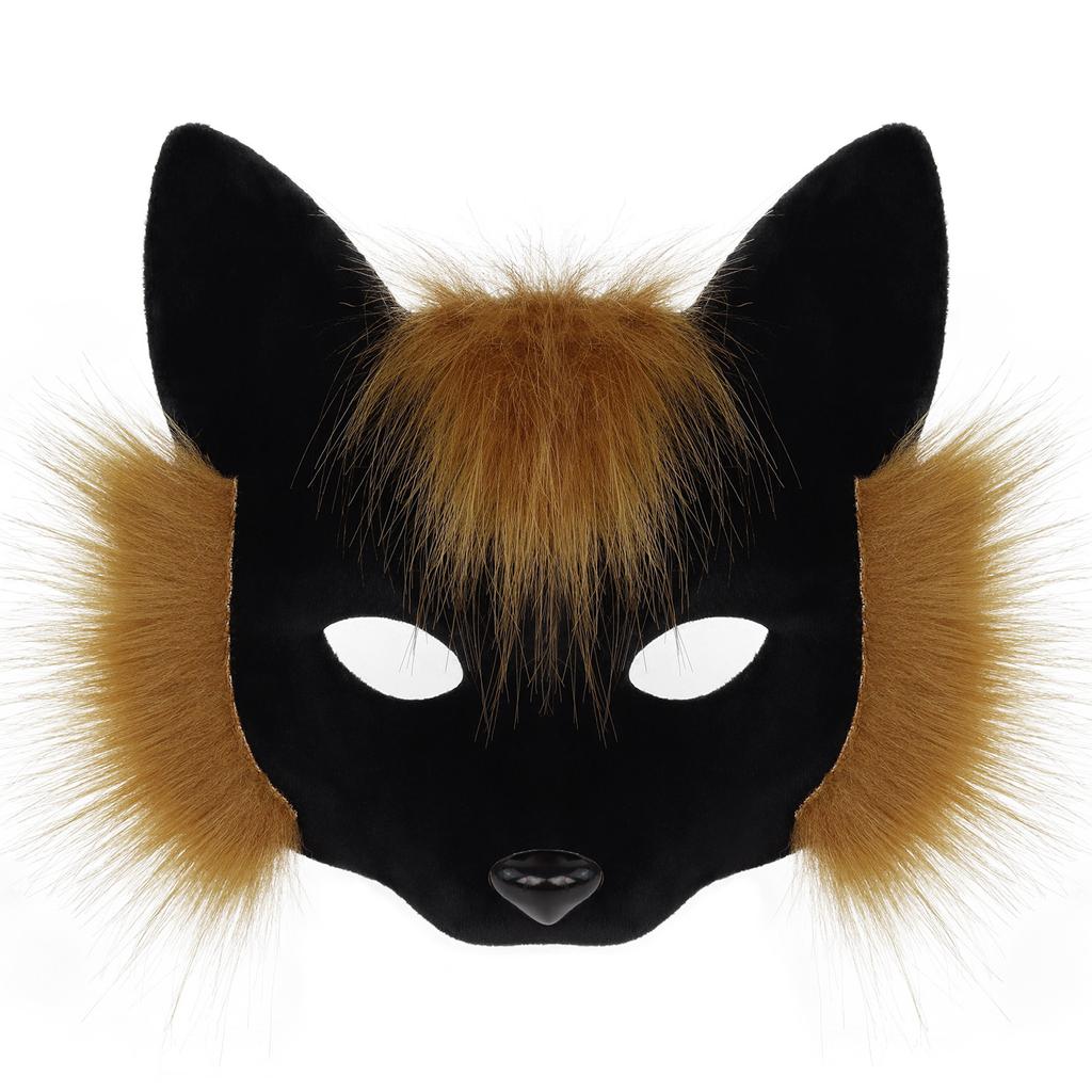 Plush Fox Cat Mask Trendy Animal Half Face Masks Costumes Prop for Halloween Christmas Masquerade Party Cosplay Props