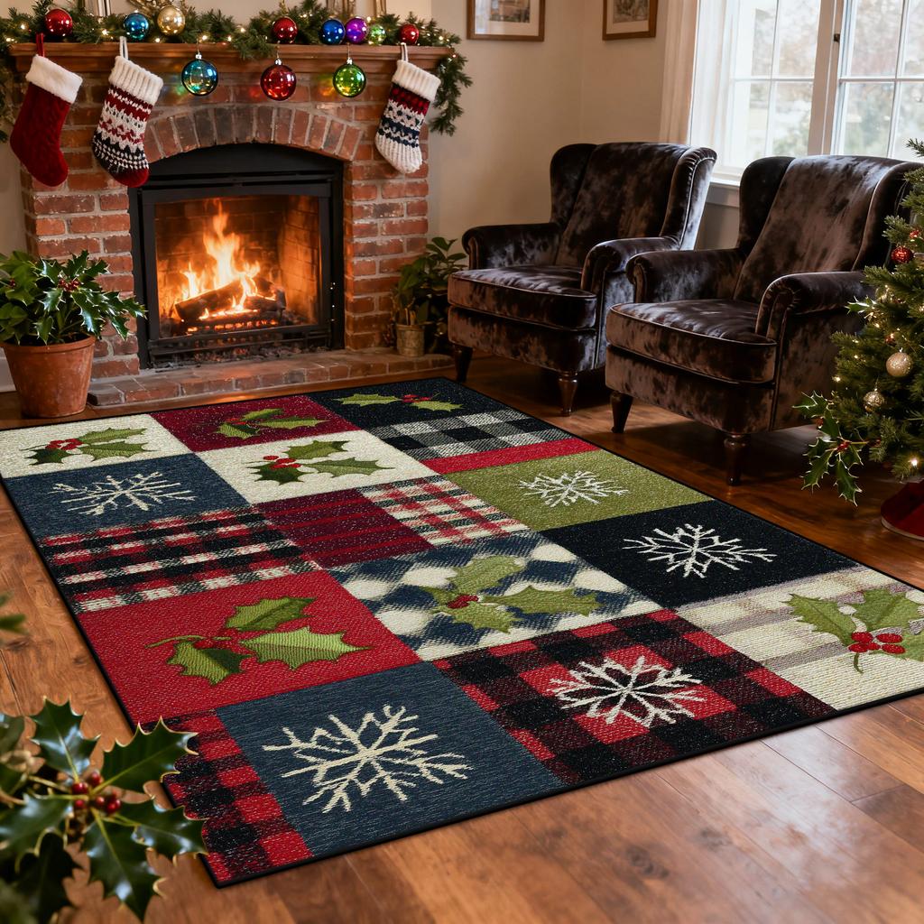 Plaid Retro Rug Christma Decoration Home Area Carpet for Living Room 200x300CM Fireplace Side Soft Foldable Floor Mat Bedroom