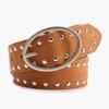 Faux Streetwear Women Leather Rivets Belt With Alloy Metal Buckle For Use Daily