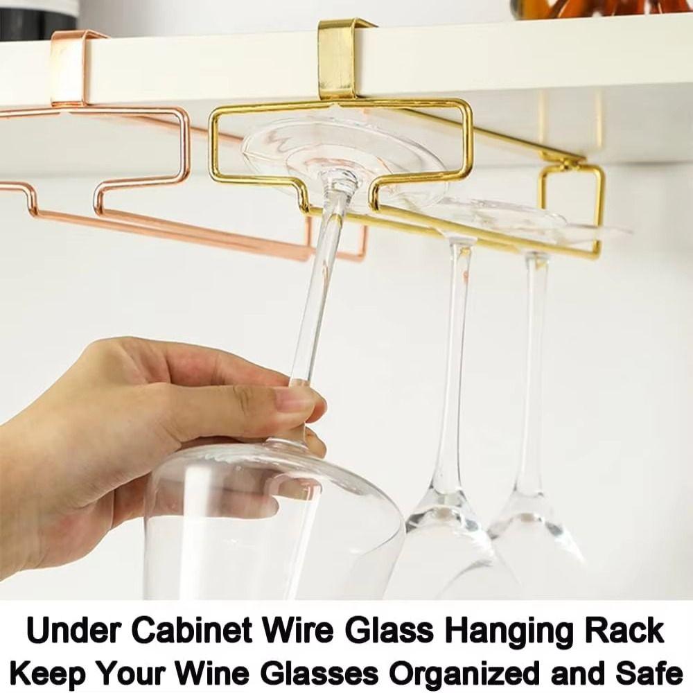 Durable Goblet Storage Shelf Two rows Kitchen Storage Shelf Wine Glass Holder  Under Cabinet