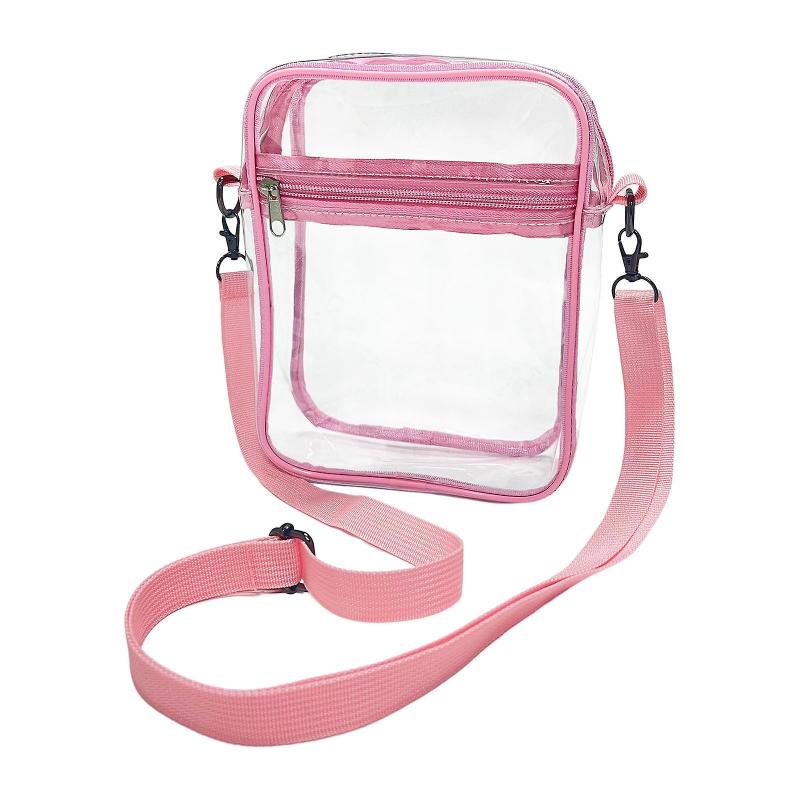 Clear Crossbody Bag Clear Purse Bag for Travel Outdoor Sports Events Pink Large