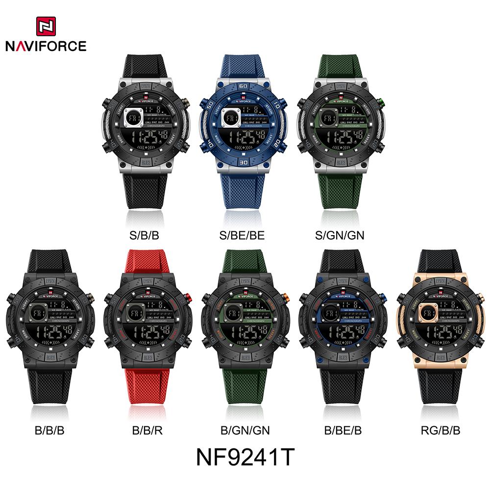 Naviforce Men's Sports LCD Digital Watch Silicone Strap Waterproof Night Mode Chronograph Week Multifunctional Outdoor Men's Boy Watch NF9241T