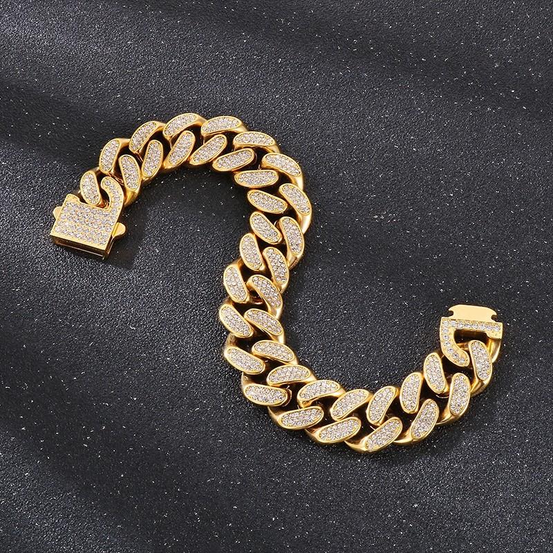 16MM Grobe Stein Cuban Link Armband für Männer Frauen Hip Hop Hohe Qualität Edelstahl Voll Besetzt mit Strasssteinen Trend Schmuck Geschenk