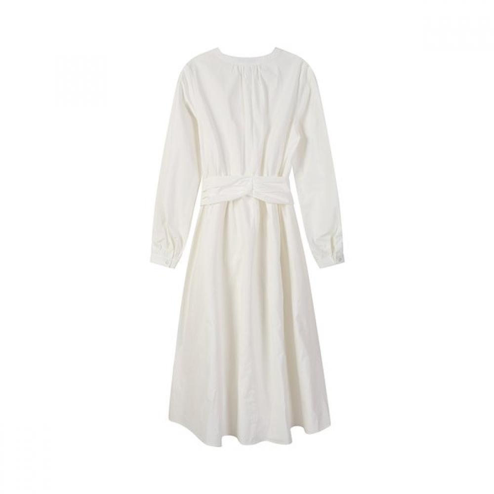 Lap Henley Neck Waist Tie Long Dress As1wo262