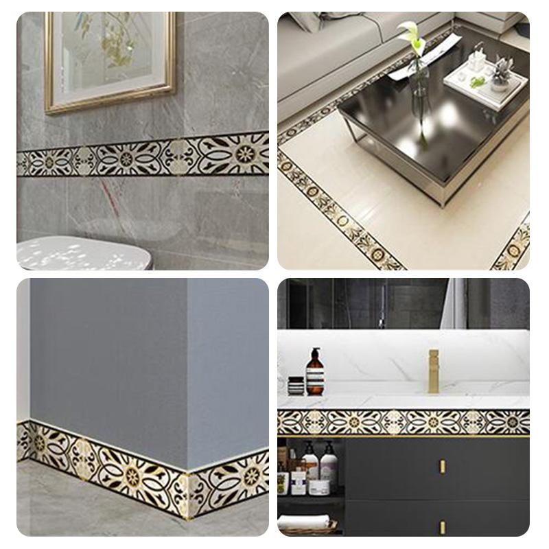 5M Waterproof Baseboard Self Adhesive Wall Sticker Luxury Skirting Waistline Border Floor Stickers 3D Vintage Wallpaper Borders
