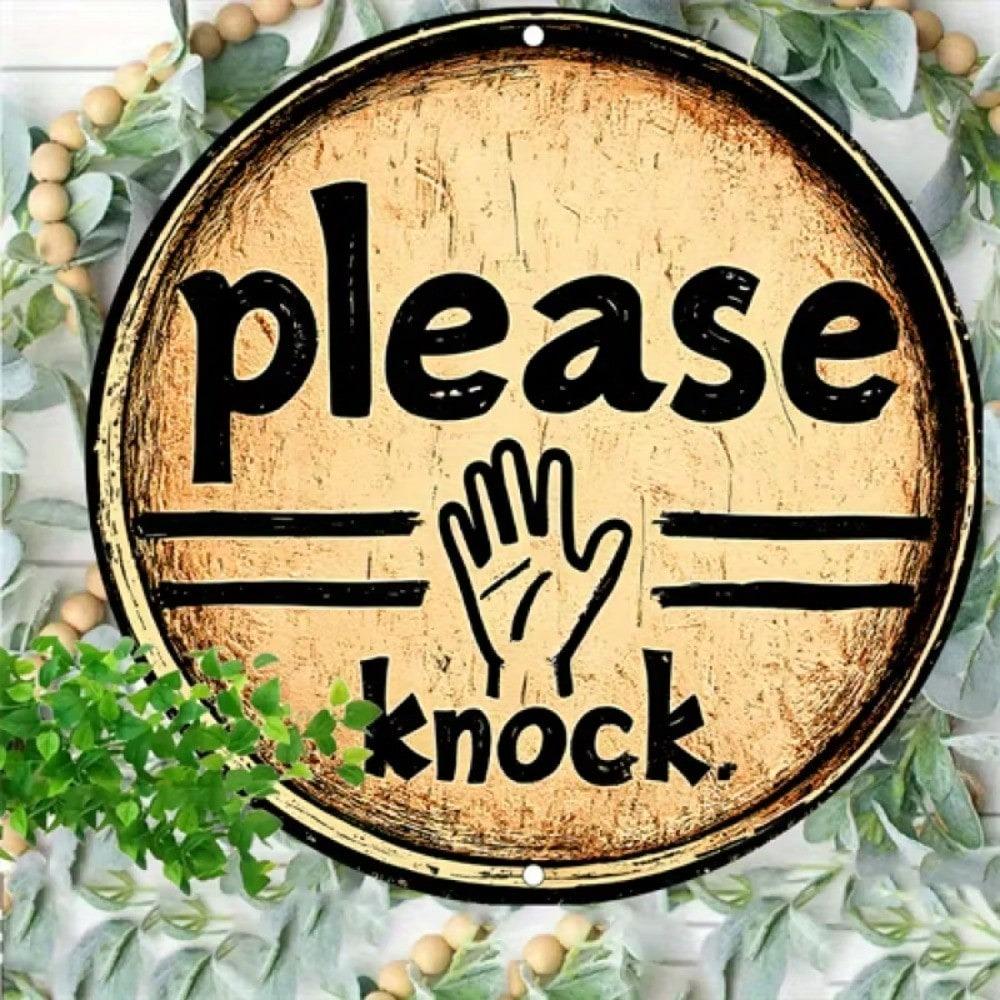 Please Knock Sign Retro Metal Poster 20 cm Aluminum Wall Decor for Home