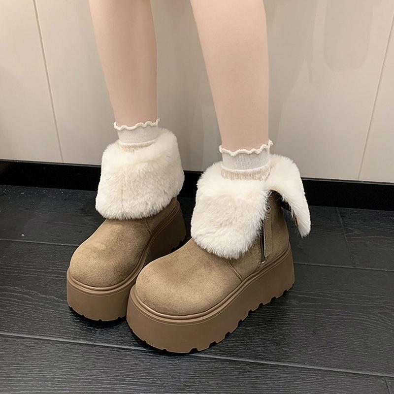 Winter Platform Thick Women Fur Snow Boots Outdoor Shoes Warm Short Botas