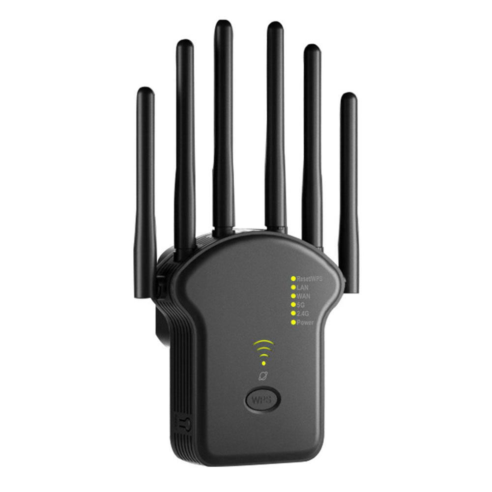 300Mbps/1200Mbps WiFi Signal Repeater Dual-Band 2.4G 5G Antenna Network Amplifier with LAN/WAN Port WPS Router for Home Office