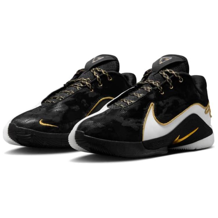 Nike LeBron 22 Anti Slip Wear Resistant Low Top Basketball Shoes Unisex Black White Gold Sneakers HV8454-100