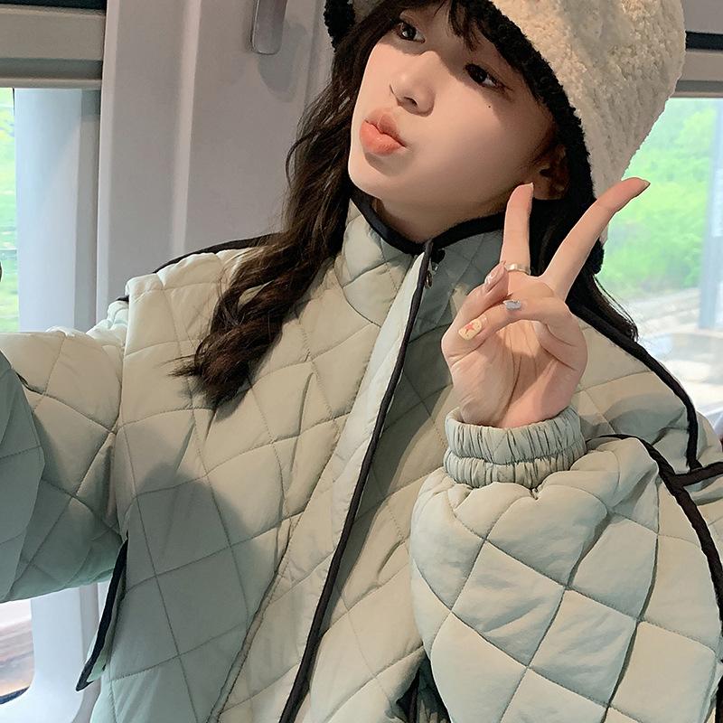 Parkas in Kontrastfarbe für Damen, Herbst/Winter, neue modische Daunenjacke mit Reißverschluss und übergroßen Mänteln, lässige Langarmjacken