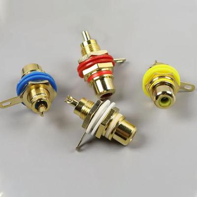 Pure Copper Gold-Plated RCA Plug Socket for Front Speaker Amplifier AV Audio Video Signal DIY Lotus Base Adapter