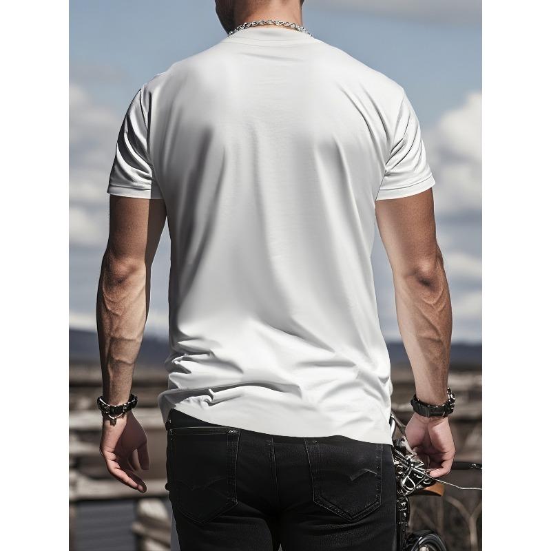 Men's Casual Sporty Fashion Short Sleeve T-Shirt,Trendy Creative Pattern Print, Stretchy and Comfortable, Casual Daily Wear - Regular Fit Crew Neck