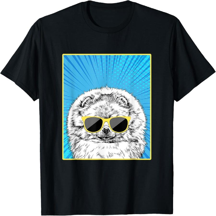 

Pomeranian Portrait Pop Art Dog with Sunglasses T-Shirt for Men Women Kids XXXXXL чорний