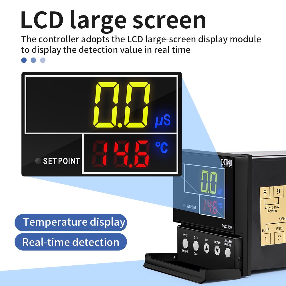 Online Industrial Water Monitor with Probe PSC-150/PSC-154 0-9999 Electrical Conductivity Meter TDS EC Controller LCD Display