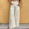 Ladies' Casual Wide Leg Pants With Lace Patchwork Pants