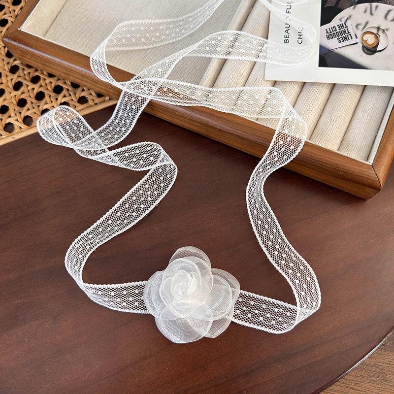 

Супер Фея, белое кружевное сетчатое ожерелье с камелией и ключицей, ожерелье с цветком, ожерелье Мори белый