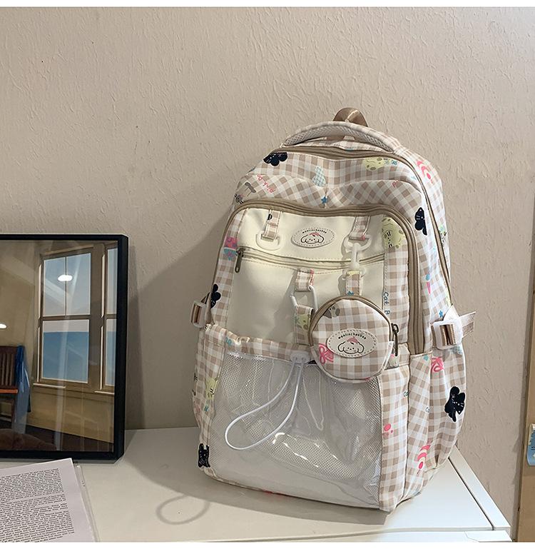 Schoolbag Japanese cute girl milk whirring mini backpack female Korean version dopamine plaid cartoon small bar pain bag