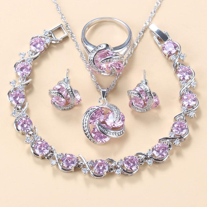 Hochzeitsaccessoires Damen Ohrring und Ring Schmucksets Top Qualität Bunter Zirkonia Brautschmuck