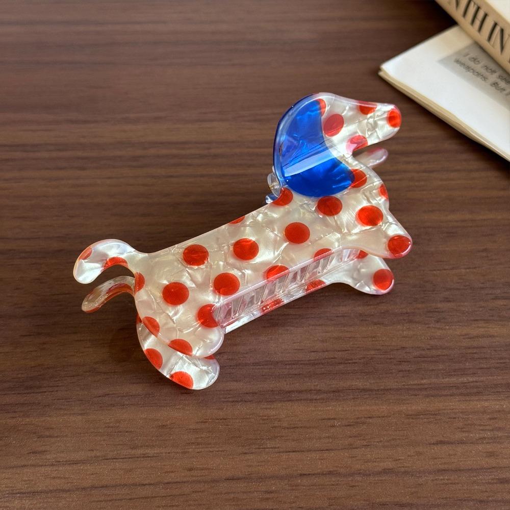 Sweet Pvc Polka Dot Dog Hair Claw Large Geometry Cartoon Hairpin Bang Clip Hair Accessories Puppy Side Clip Vacation