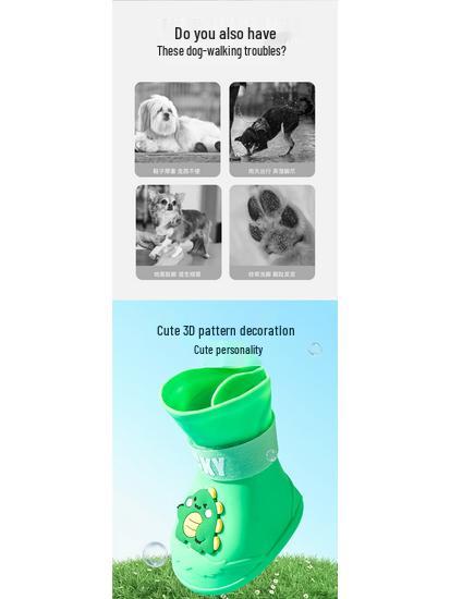 Durable Waterproof Silicone Non-Slip Dog Rain Boots for Large Dogs - Cartoon Design