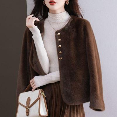 Women's Short Mink Velvet Coat - Autumn/Winter, Plus Size, Thick Fur Cardigan